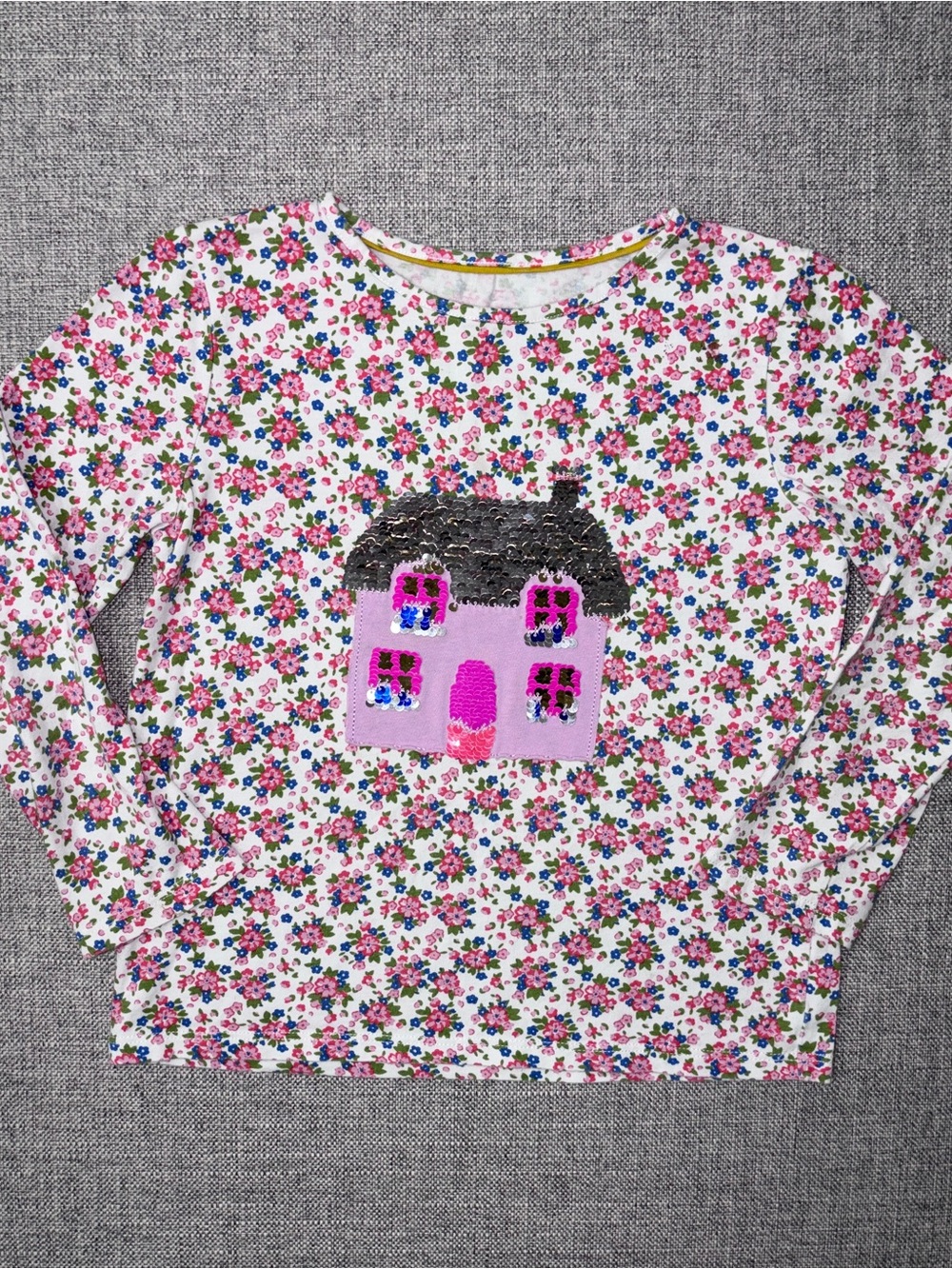 Boden Pink Floral Long Sleeve Top with Sequin House